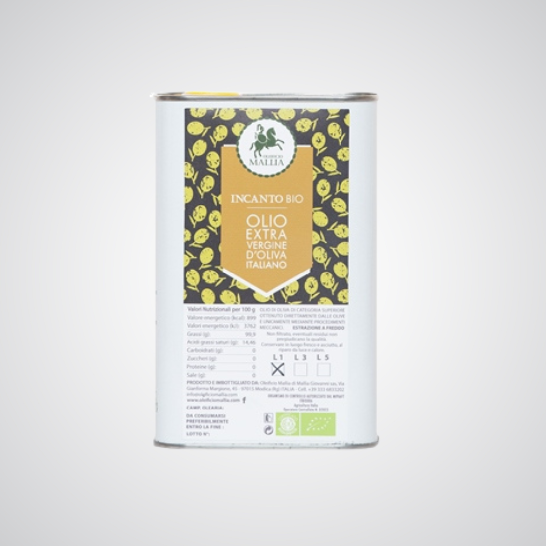 Ypač tyras alyvuogių aliejus Oleificio Mallia Incanto Bio (1L)